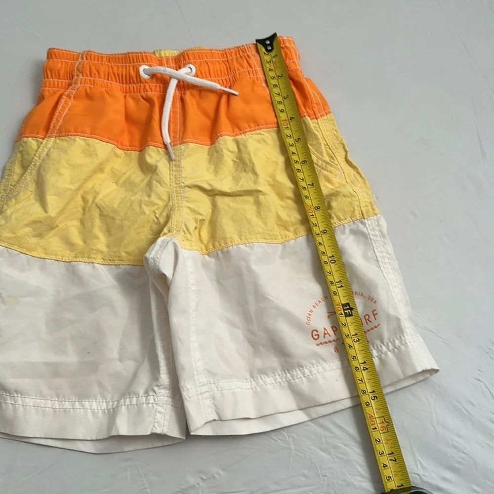 Gap boys yellow orange white gradient lined swim trunks with pockets